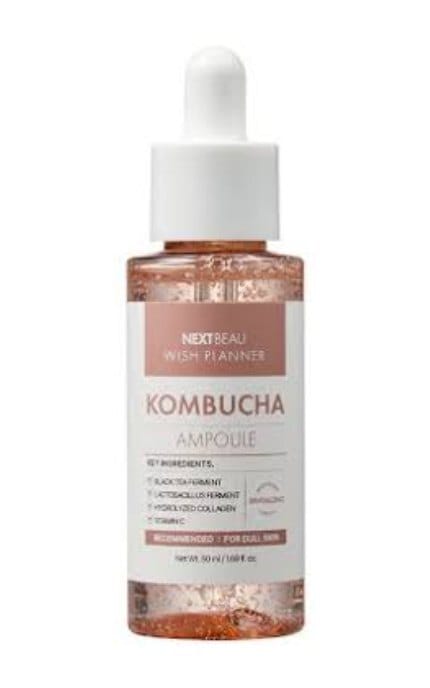NEXTBEAU-Сироватка для обличчя NEXTBEAU Wish Planner Kombucha Ampoule з комбучею, пробіотиками та вітаміном С 50 мл-8809696984579