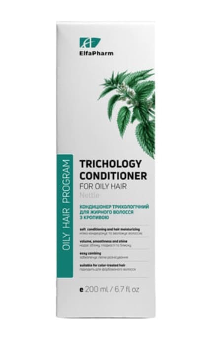 OILY HAIR-Кондиционер для жирных волос Elfa Pharm Oily Hair Trichology с крапивой 200 мл-5901845509930