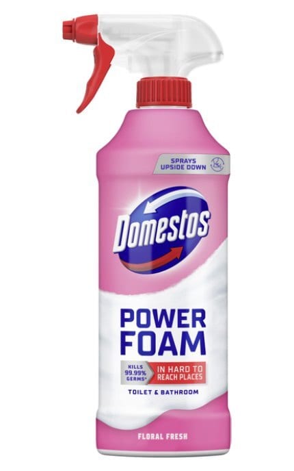 DOMESTOS-Спрей-піна Domestos Power Foam для чищення унітазу та ванної Квіткова свіжість 435 мл-8720182796424