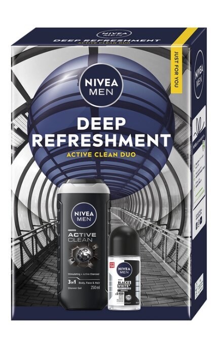 NIVEA-Набор для мужчин NIVEA Men Deep Refreshment Гель для душа 250 мл + Антиперспирант Черное и белое 150 мл-9005800394435