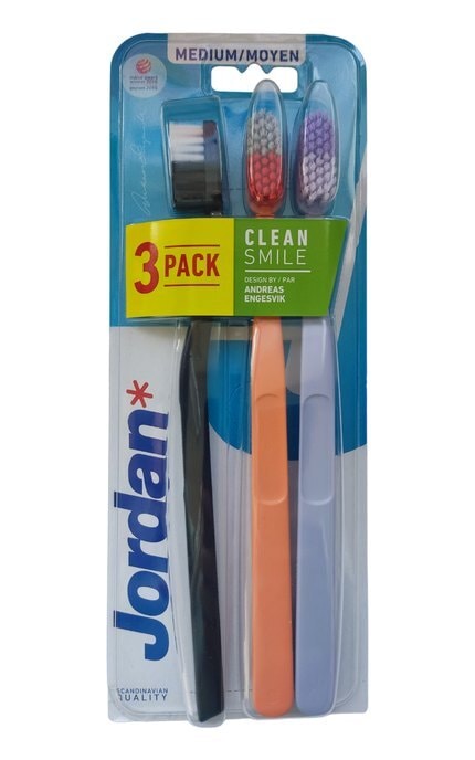 JORDAN-Набор зубных щеток Jordan Clean Smile средней жесткости 3 шт-7046110071021
