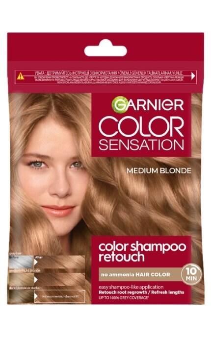 COLOR SENSATION-Крем-фарба для волосся Garnier Color Sensation Shampoo Retouch 7.0 Medium Blonde 20 мл-3600542620376