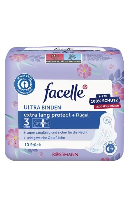 FACELLE-Прокладки жіночі гігієнічні Facelle з крильцями Ultra night 10 шт-4305615467153