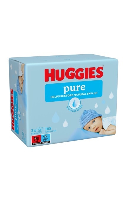 HUGGIES-Влажные салфетки детские Huggies Pure 168 шт-5029053550091