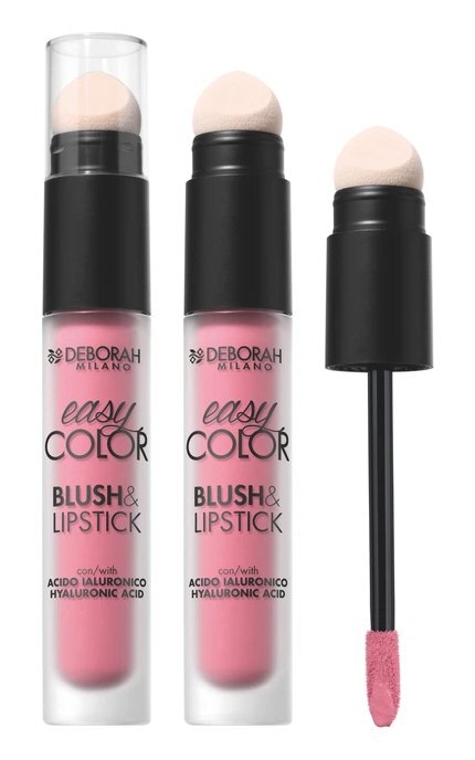 DEBORAH GROUP S.r.l-Жидкая помада для губ и румяна Deborah Easy Color Blush&Lipstick 2 в 1 02 Cold Rose 4 мл-8009518450583
