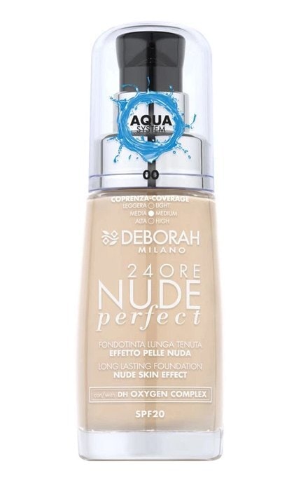 DEBORAH GROUP S.r.l-Тональная основа Deborah 24Ore Nude Perfect Foundation SPF 20 00 Ivory 30 мл-8009518364637