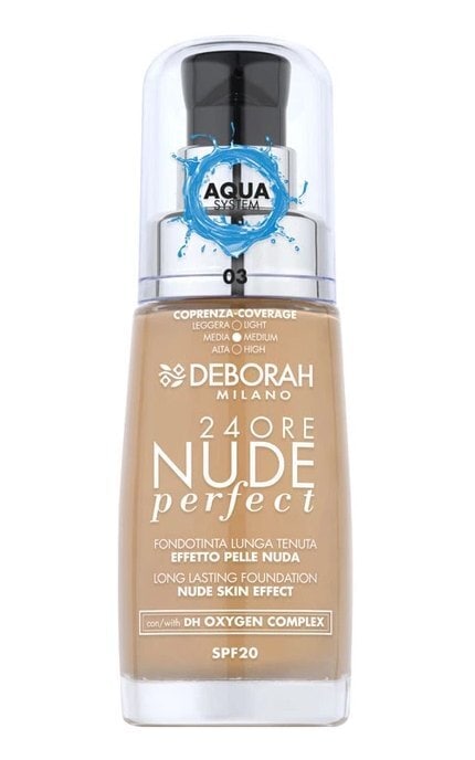 DEBORAH GROUP S.r.l-Тональная основа Deborah 24Ore Nude Perfect Foundation SPF 20 03 Sand 30 мл-8009518364712