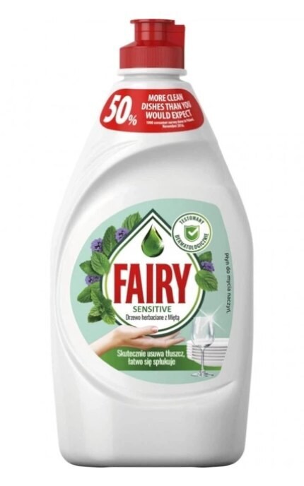 FAIRY-Засіб для ручного миття посуду Fairy Sensitive Чайне дерево та м'ята 450 мл-8006530111621