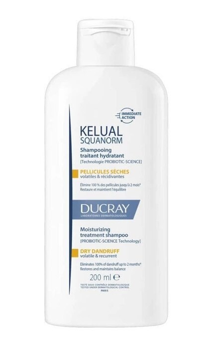 DUCRAY-Шампунь зволожувальний Ducray Kelual Squanorm Moisturizing Treatment Dry Dandruff проти сухої лупи 200 мл-3282770396508