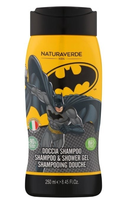 NATURAVERDE KIDS-Детский гель для душа и шампунь Naturaverde Batman Shampoo & Shower Gel с органическим экстрактом зеленого чая 250 мл-8029241115641