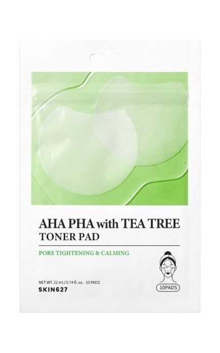 -Тонер-пады для лица SKIN627 с AHA- и PHA-кислотами и маслом чайного дерева 10 шт-8809696985125