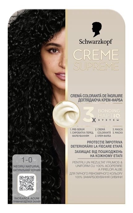 CREME SUPREME-Краска для волос Schwarzkopf Professional Creme Supreme 1-0 Натуральный Черный 60 мл-9000101746846