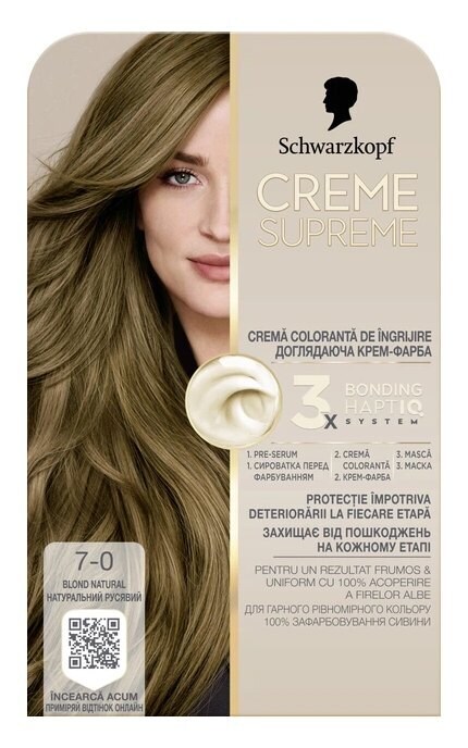 CREME SUPREME-Краска для волос Schwarzkopf Professional Creme Supreme 7-0 Натуральный Русый 60 мл-9000101745702