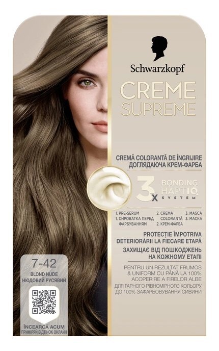 CREME SUPREME-Краска для волос Schwarzkopf Professional Creme Supreme 7-42 Нюдовый Русый 60 мл-9000101747140