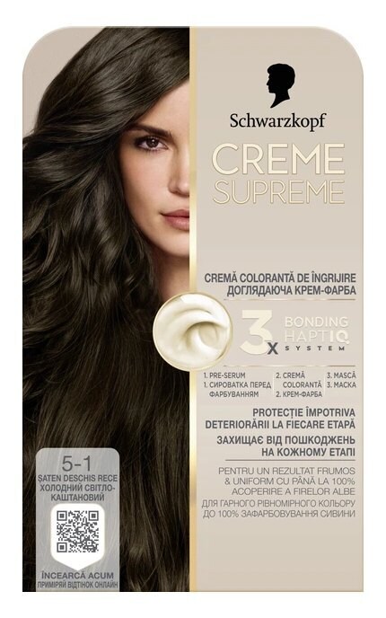 CREME SUPREME-Краска для волос Schwarzkopf Professional Creme Supreme 5-1 Холодный Светло-Каштановый 60 мл-9000101744781