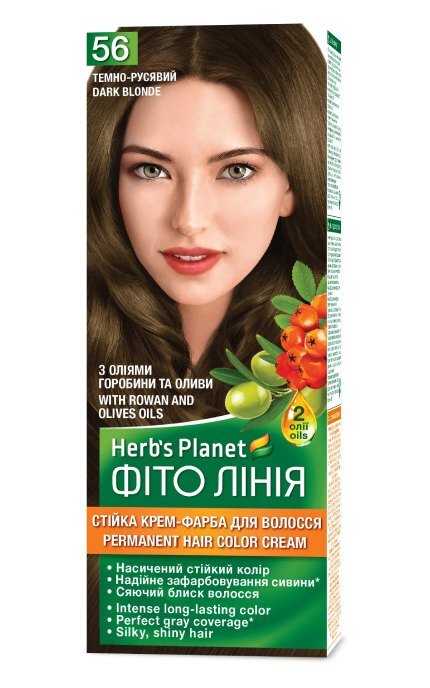 ФІТО ЛІНІЯ-Стойкая крем-краска для волос Herb`s Planet Фито Линия с маслами рябины и масла Темно русый тон 56-4823001605014