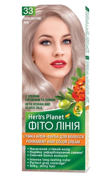 ФІТО ЛІНІЯ-Стойкая крем-краска для волос Herb`s Planet Фито Линия тон №33 Пепельный-4820107500038
