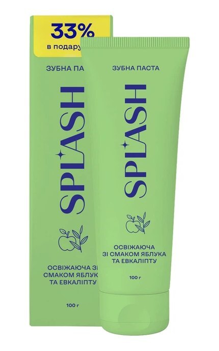 SPLASH-Зубна паста Splash Освіжаюча зі смаком Яблука та Евкаліпту 100 г-4820266833237
