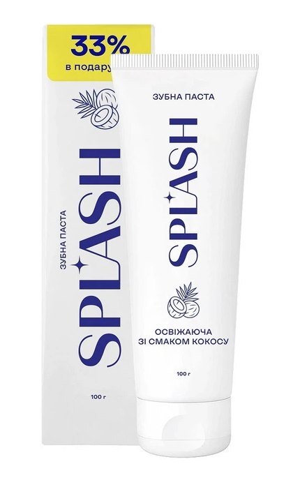 SPLASH-Зубна паста Splash Освіжаюча зі смаком кокосу 100 г-4820266832445