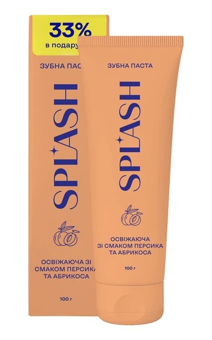 SPLASH-Зубна паста Splash Освіжаюча зі смаком Персика та Абрикоса 100 г-4820266833244