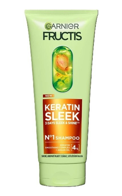 FRUCTIS-Шампунь Garnier Fructis Keratin Sleek для розгладження та надання блиску для пухнастого та сухого волосся 200 мл-3600542638807