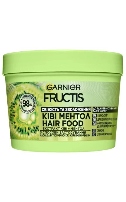 FRUCTIS-Маска Garnier Fructis Hair Food Киви-Ментол для увлажнения сухих волос с жирными корнями 400 мл-3600542659611