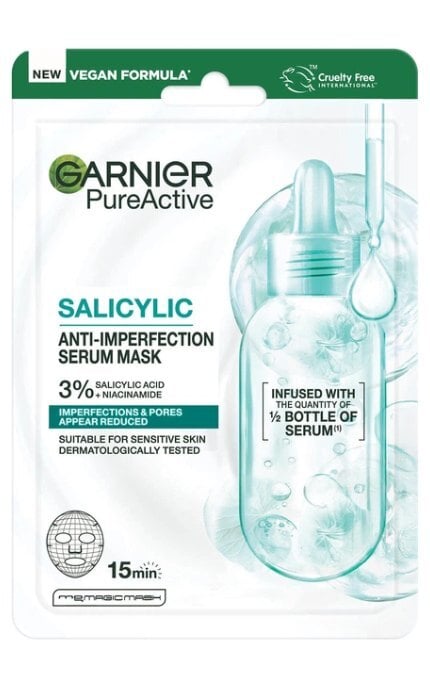 SKIN NATURAL-Тканевая маска-сыворотка Garnier Skin Naturals с салициловой кислотой против несовершенств кожи лица 23 г-3600542658867