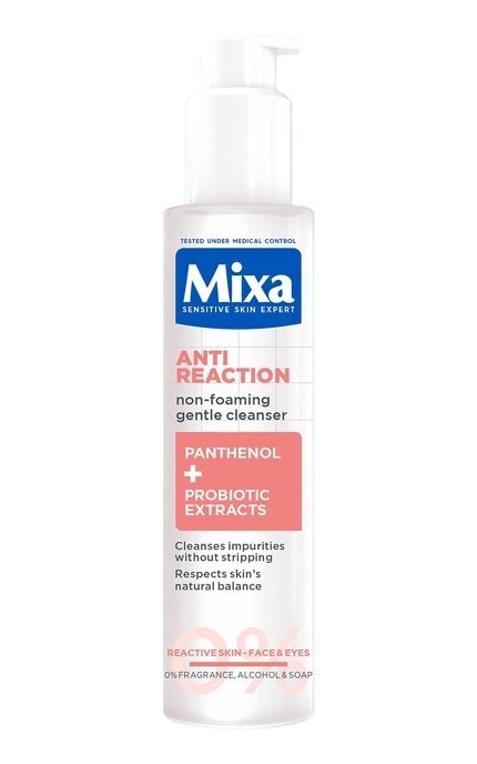MIXA-Очищувальний гель Mixa Anti-Reaction Cleanser з пантенолом для заспокоєння та зменшення подразнень чутливої шкіри обличчя 150 мл-3600551187662