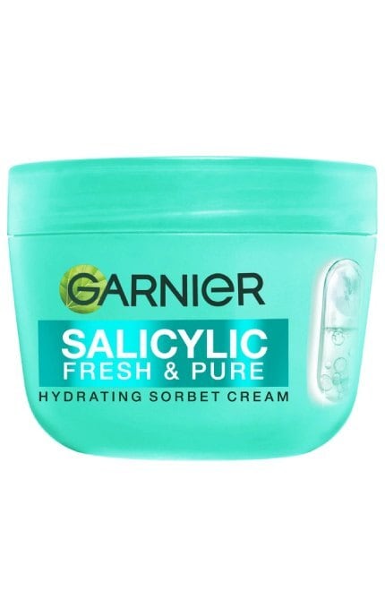 SKIN NATURAL-Увлажняющий крем-сорбет Garnier Salicylic Fresh & Matte Hydrating Sorbet Cream С салициловой кислотой для придания свежести и матирования кожи лица 85 г-3600542663335