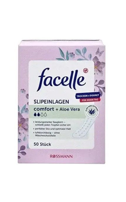 FACELLE-Прокладки женские ежедневные Facelle Normal aloe vera 50 шт-4305615467382