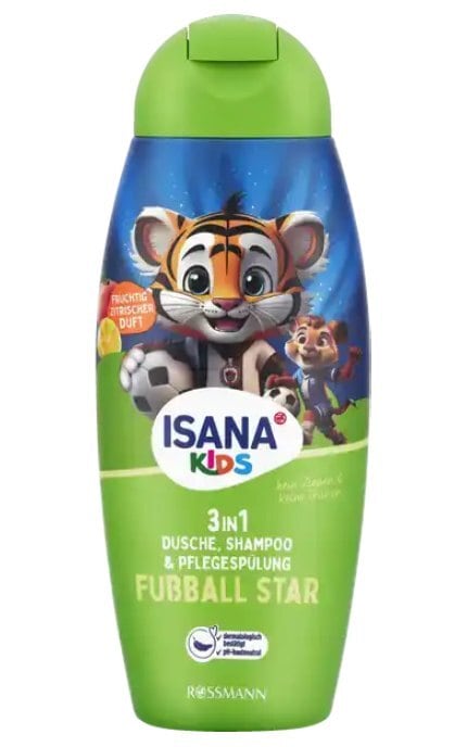 ISANA KIDS-Шампунь-гель для душу дитячий Isana kids Football star Rossmann 3в1 Для дітей 300 мл-4068134031983