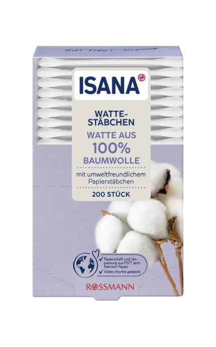 ISANA WATTE-Ватные палочки Isana 200 шт-4305615719214