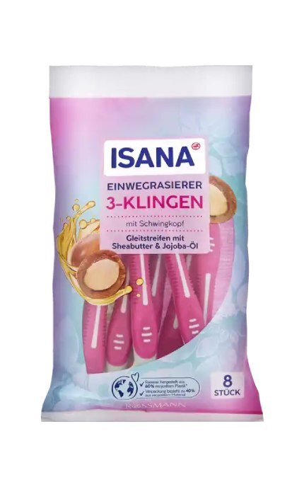 ISANA-Станки одноразові для гоління жіночі Isana з потрійним лезом, 8 шт-4305615654607