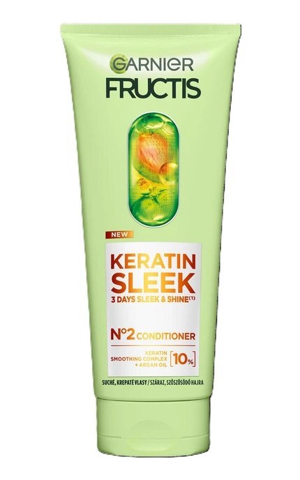 FRUCTIS-Кондиционер Garnier Fructis Keratin Sleek для разглаживания и придания блеска пушистым и сухим волосам 200 мл-3600542639071