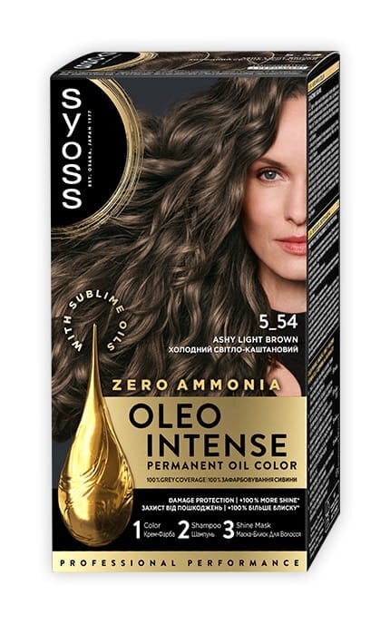 OLEO INTENSE-Краска для волос Syoss Oleo Intense перманентный цвет с маслами 5-54 Холодный Светло-Каштановый-9000101705201