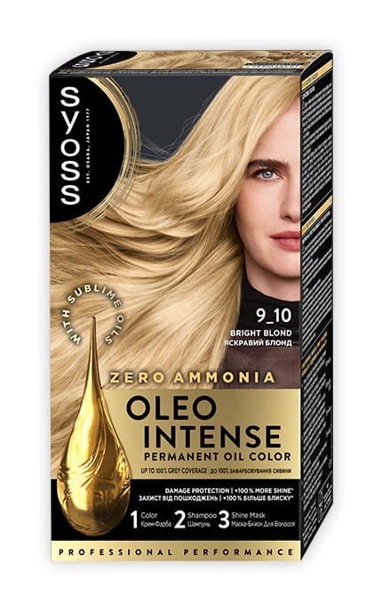 OLEO INTENSE-Фарба для волосся стійка без аміаку Syoss Oleo Intense тон 9-10 яскравий блонд 115 мл-9000100814379