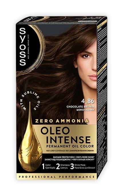 OLEO INTENSE-Краска для волос стойкая без аммиака Syoss Oleo Intense тон 4-86 шоколад 115 мл-9000100927055