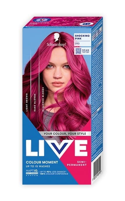 --Напів-стійка фарба для волосся Schwarzkopf LIVE Ultra Brights Shoking Pink 093 Шокуючий Рожевий -9000101069990