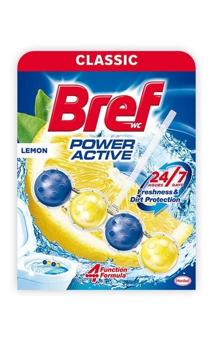 BREF-Блок гігієнічний для унітазу Bref 4 в 1 Сила-актив Лимонна свіжість 50 г-9000100625289