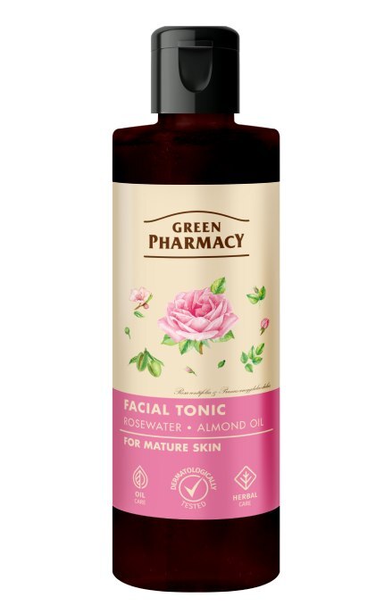 ЗЕЛЕНА АПТЕКА-Тонік для обличчя Green Pharmacy Рожева вода та мигдальна олія для зрілої шкіри 200 мл-4823015929694