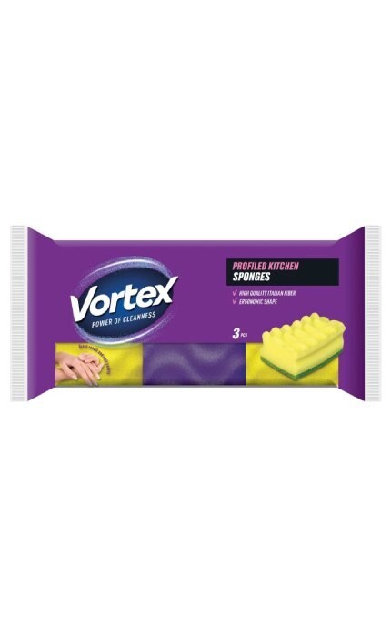 VORTEX-Кухонные губки Vortex Profiled&Care с профилем 3 шт-4823071623604