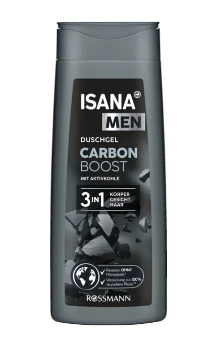 ISANA MEN-Гель для душа Isana Men Carbon Boost 3в1 300 мл-4068134111548