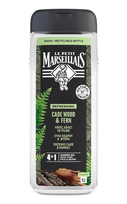MARSEILLAIS-Гель-шампунь для мужчин Le Petit Marseillais 4 в 1 с можжевельником и экстрактом папоротника 400 мл-3574661715919