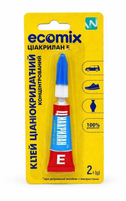 ECOMIX-Цианоакрилатный клей-гель Ecomix концентрированный 2 г-4820052890031