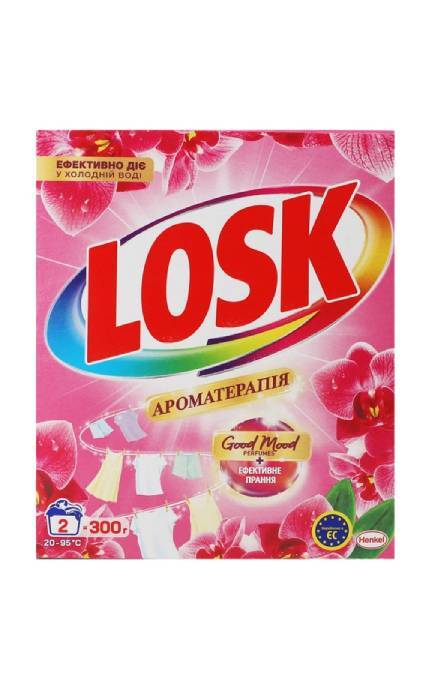 LOSK-Стиральный порошок Losk Ароматерапия Эфирные масла и аромат малайского цветка для стиральных машин 300 г-9000101805727