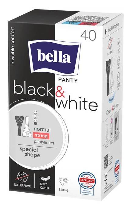 BELLA-Ежедневные гигиенические прокладки Bella Slim White & Black 40 шт-5900516310479
