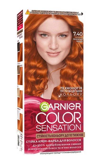 COLOR SENSATION-Крем-фарба для волосся стійка Garnier Color Sensation відтінок 7.40 Насичений мідний 1 шт-3600541975125