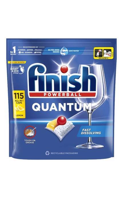 FINISH-Средство для мытья посуды в посудомоечных машинах FINISH Quantum All in 1 Лимон 115 шт-5908252018468