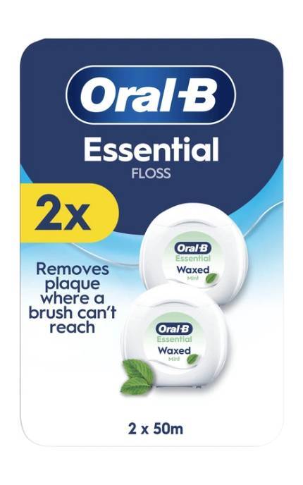 Oral-B-Зубная нить Oral-B Essential Floss, мятная, вощеная 2 катушки по 50 м-8006530045995