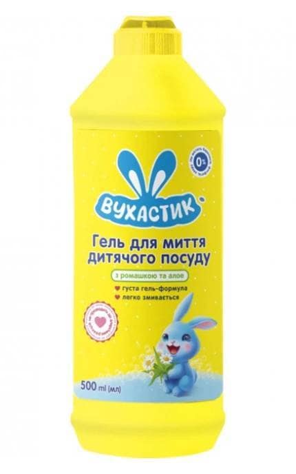 ВУХАСТИК-Засіб для ручного миття посуду Вухастик з ромашкою та алое 500 мл-4820268100733